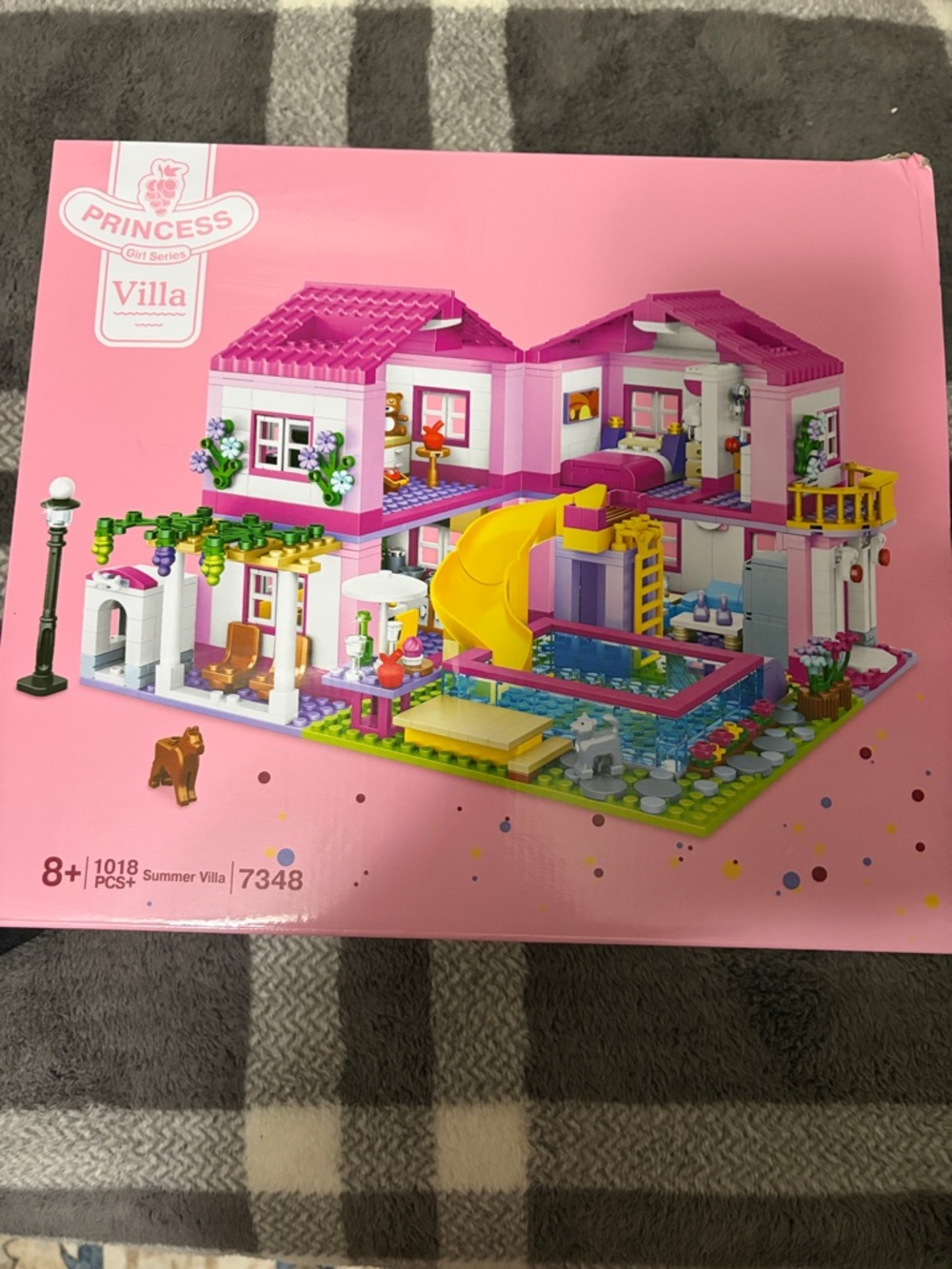 Prince Villa Pink and Yellow Kids Building Set with Pool & Slide